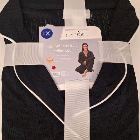 just be Other - Just Be Black Cozy Pointelle Notch Pajama Set Size 1X NWT Set